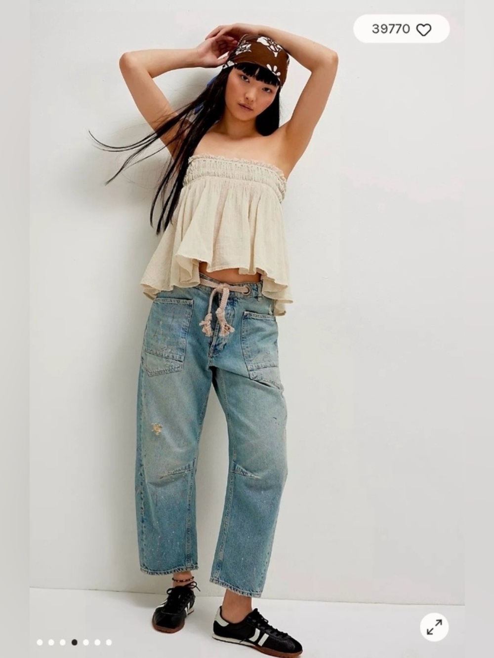Free People Moxie Low Slung Barrel Jeans - Union Blue - Size 29